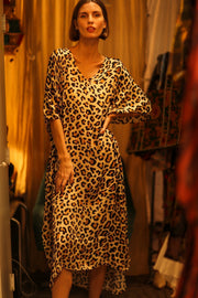 LEO PRINT SILK KAFTAN YAYA - sustainably made MOMO NEW YORK sustainable clothing, bestseller slow fashion