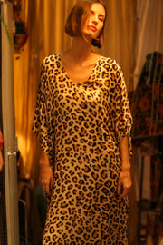 LEO PRINT SILK KAFTAN YAYA - sustainably made MOMO NEW YORK sustainable clothing, bestseller slow fashion