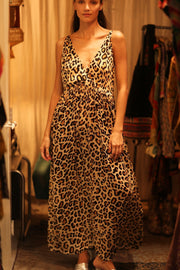 LEO PRINT SILK SHOULDER STRAP DRESS LILY - sustainably made MOMO NEW YORK sustainable clothing, dress slow fashion