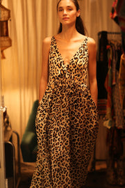 LEO PRINT SILK SHOULDER STRAP DRESS LILY - sustainably made MOMO NEW YORK sustainable clothing, dress slow fashion