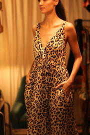 LEO PRINT SILK SHOULDER STRAP DRESS LILY - sustainably made MOMO NEW YORK sustainable clothing, dress slow fashion