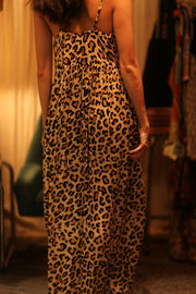 LEO PRINT SILK SHOULDER STRAP DRESS LILY - sustainably made MOMO NEW YORK sustainable clothing, dress slow fashion