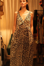 LEO PRINT SILK SHOULDER STRAP DRESS LILY - sustainably made MOMO NEW YORK sustainable clothing, dress slow fashion