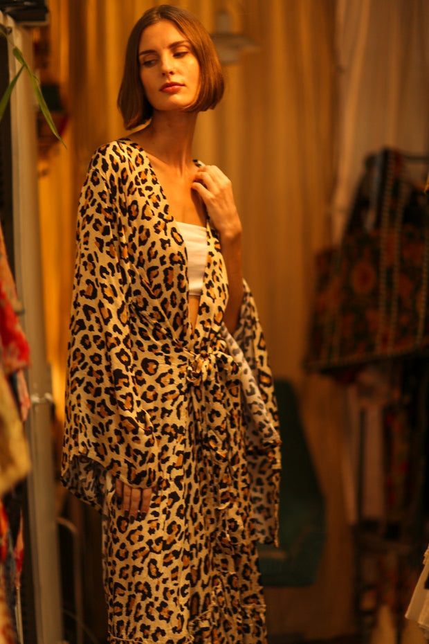 LEO PRINT XXL SILK KIMONO PINA - sustainably made MOMO NEW YORK sustainable clothing, bestseller slow fashion