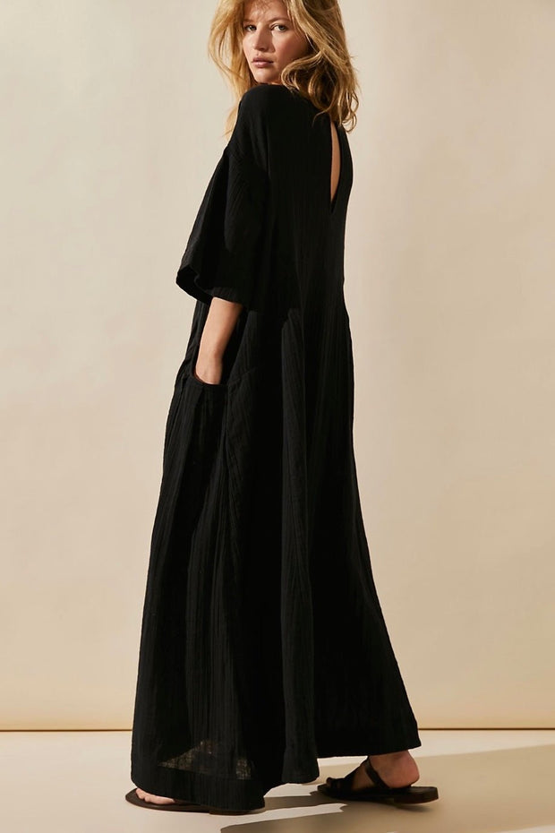 LIGHT COTTON MIDI DRESS ARABELLA - sustainably made MOMO NEW YORK sustainable clothing, dress slow fashion