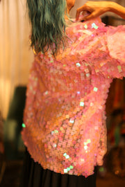 LIGHT PINK SHORT GLITTER KIMONO WITT - sustainably made MOMO NEW YORK sustainable clothing, bestseller slow fashion
