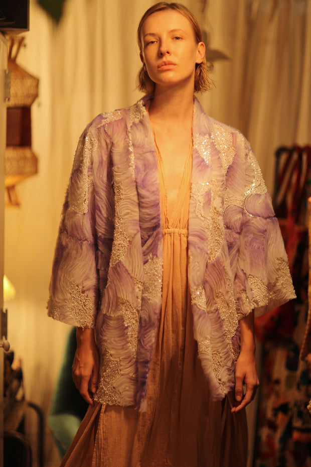 LILAL EMBROIDERED SEQUIN KIMONO OMANI - sustainably made MOMO NEW YORK sustainable clothing, Kimono slow fashion
