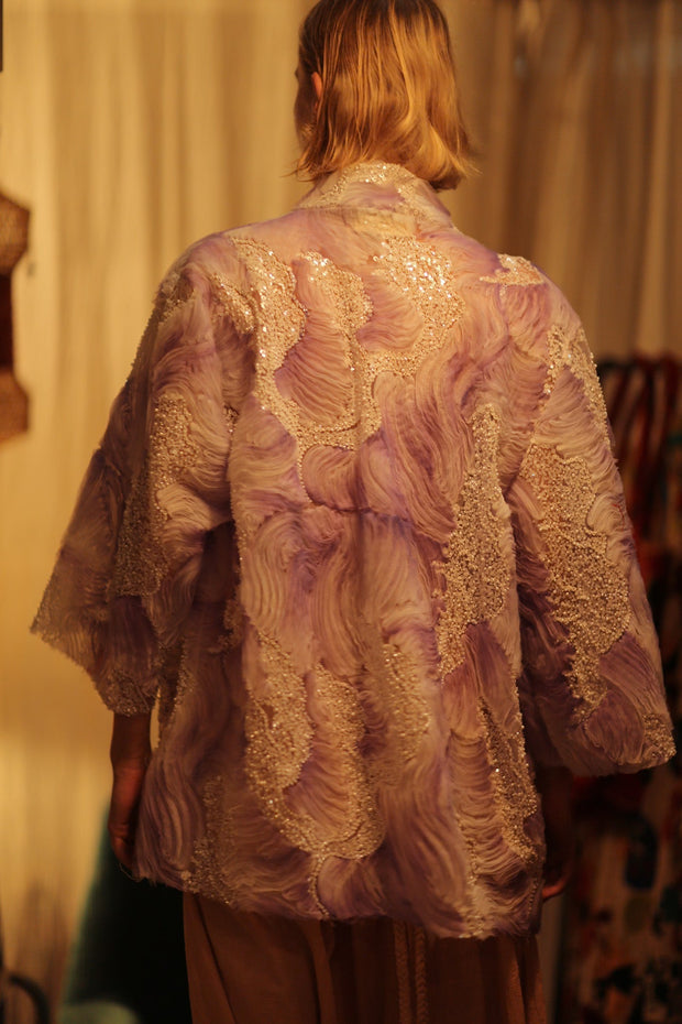 LILAL EMBROIDERED SEQUIN KIMONO OMANI - sustainably made MOMO NEW YORK sustainable clothing, Kimono slow fashion