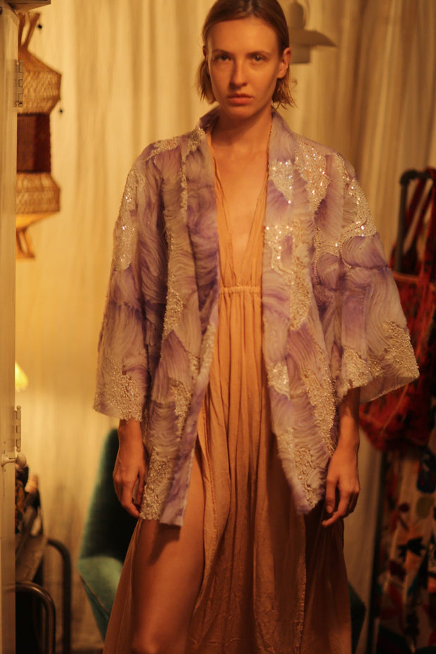 LILAL EMBROIDERED SEQUIN KIMONO OMANI - sustainably made MOMO NEW YORK sustainable clothing, Kimono slow fashion