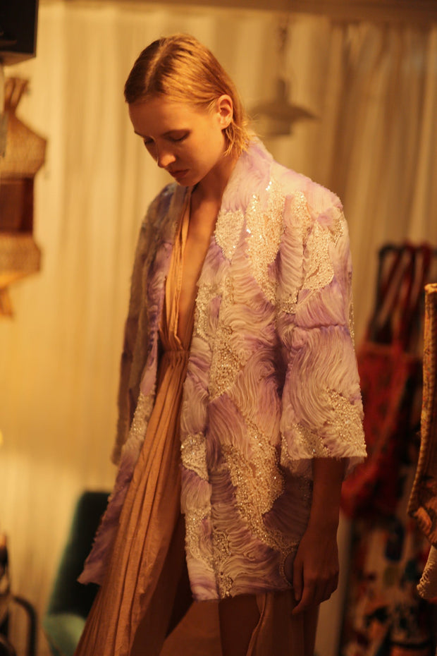 LILAL EMBROIDERED SEQUIN KIMONO OMANI - sustainably made MOMO NEW YORK sustainable clothing, Kimono slow fashion