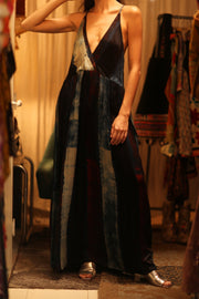 LILY SILK DRESS BLUE STRIPE - sustainably made MOMO NEW YORK sustainable clothing, Boho Chic Dress slow fashion