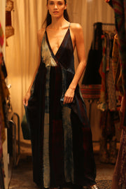 LILY SILK DRESS BLUE STRIPE - sustainably made MOMO NEW YORK sustainable clothing, Boho Chic Dress slow fashion