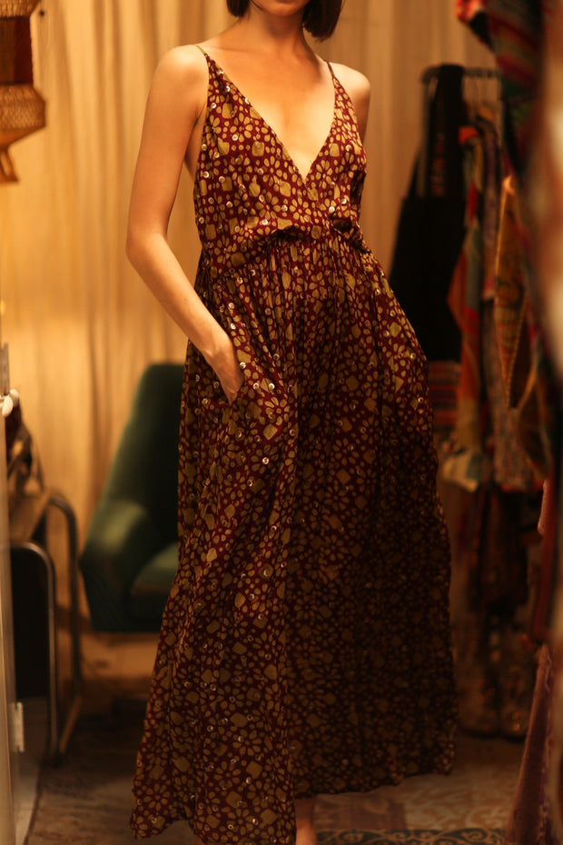 LILY SILK DRESS MINI GREEN YELLOW FLORAL - sustainably made MOMO NEW YORK sustainable clothing, Boho Chic Dress slow fashion