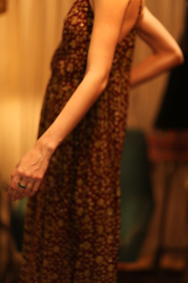 LILY SILK DRESS MINI GREEN YELLOW FLORAL - sustainably made MOMO NEW YORK sustainable clothing, Boho Chic Dress slow fashion