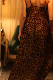 LILY SILK DRESS MINI GREEN YELLOW FLORAL - sustainably made MOMO NEW YORK sustainable clothing, Boho Chic Dress slow fashion