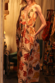 LILY SILK DRESS PRESSED FLOWERS - sustainably made MOMO NEW YORK sustainable clothing, Boho Chic Dress slow fashion