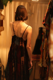 LILY SILK DRESS RED STRIPE - sustainably made MOMO NEW YORK sustainable clothing, Boho Chic Dress slow fashion