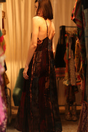 LILY SILK DRESS RED STRIPE - sustainably made MOMO NEW YORK sustainable clothing, Boho Chic Dress slow fashion