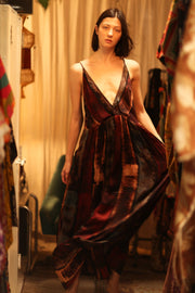 LILY SILK DRESS RED STRIPE - sustainably made MOMO NEW YORK sustainable clothing, Boho Chic Dress slow fashion
