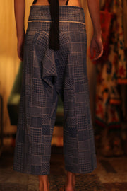 LUKE DENIM SQUARES FISHERMAN TROUSERS - sustainably made MOMO NEW YORK sustainable clothing, denim slow fashion