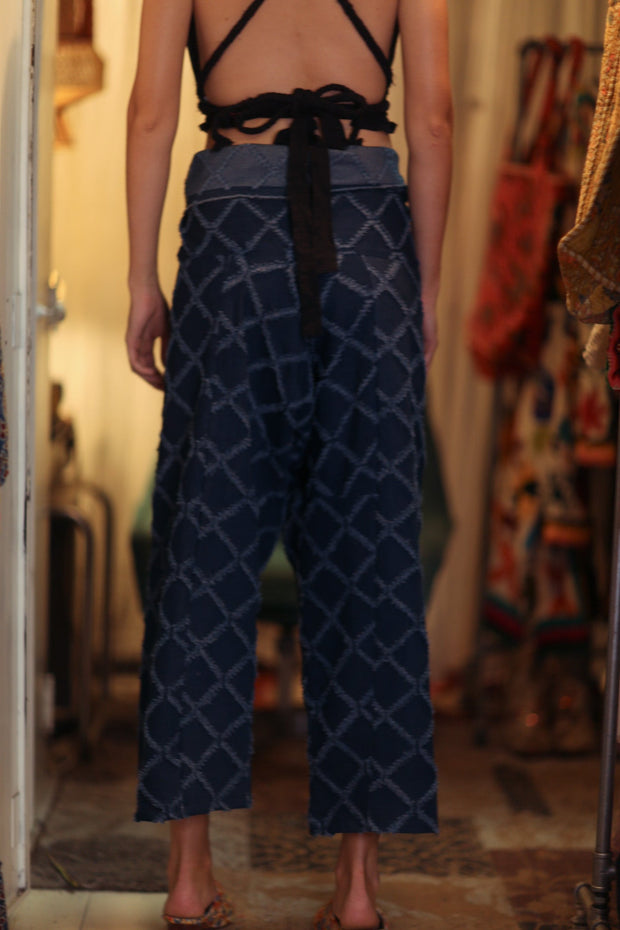 LUKE FISHERMAN TROUSERS FRINGED - sustainably made MOMO NEW YORK sustainable clothing, denim slow fashion