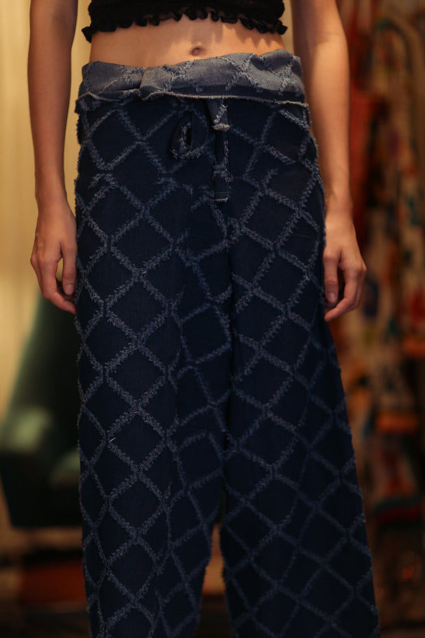 LUKE FISHERMAN TROUSERS FRINGED - sustainably made MOMO NEW YORK sustainable clothing, denim slow fashion