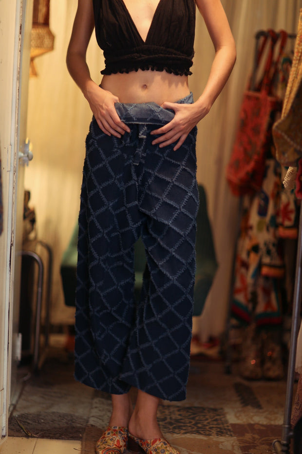 LUKE FISHERMAN TROUSERS FRINGED - sustainably made MOMO NEW YORK sustainable clothing, denim slow fashion