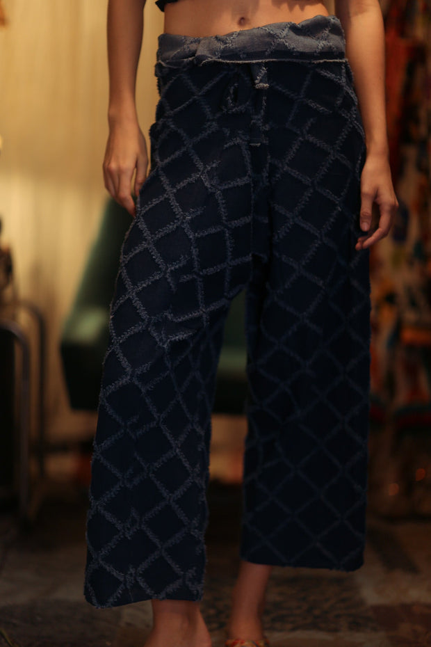 LUKE FISHERMAN TROUSERS FRINGED - sustainably made MOMO NEW YORK sustainable clothing, denim slow fashion