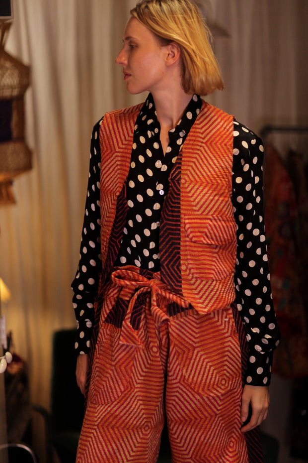 MARLENE KANTHA GILET CARROT - sustainably made MOMO NEW YORK sustainable clothing, coatandjacket slow fashion