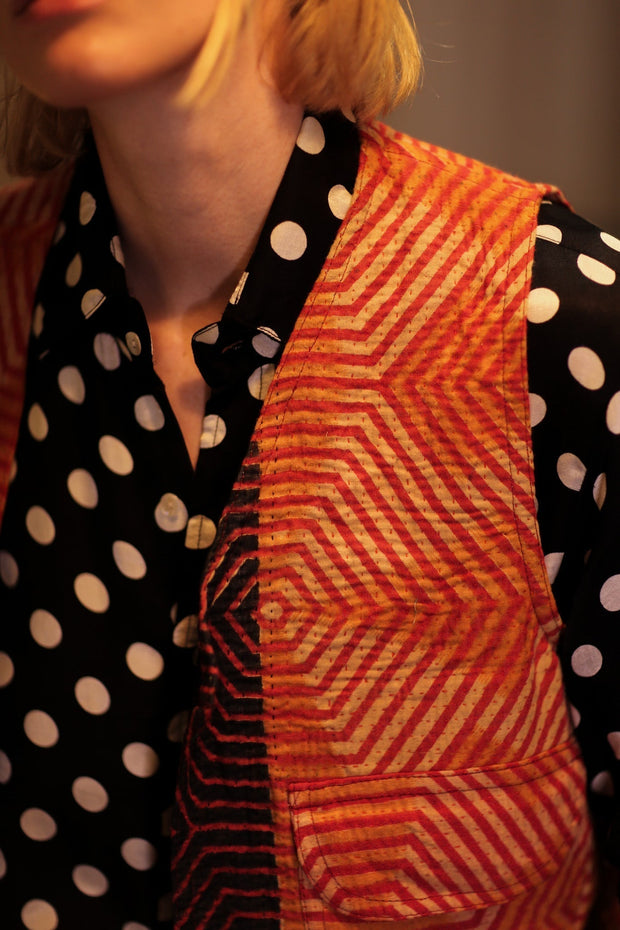MARLENE KANTHA GILET CARROT - sustainably made MOMO NEW YORK sustainable clothing, coatandjacket slow fashion