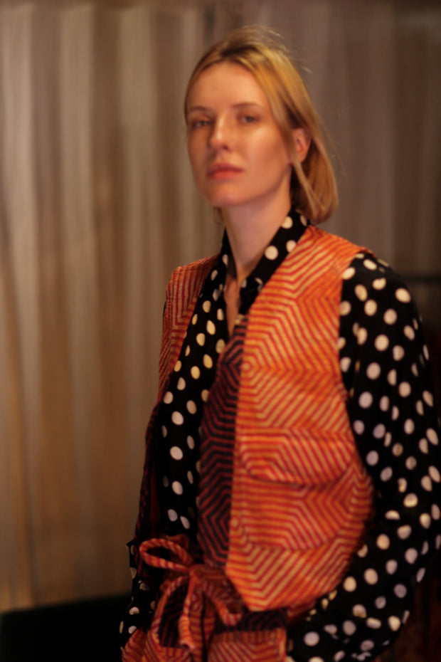 MARLENE KANTHA GILET CARROT - sustainably made MOMO NEW YORK sustainable clothing, coatandjacket slow fashion