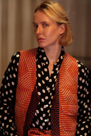 MARLENE KANTHA GILET CARROT - sustainably made MOMO NEW YORK sustainable clothing, coatandjacket slow fashion