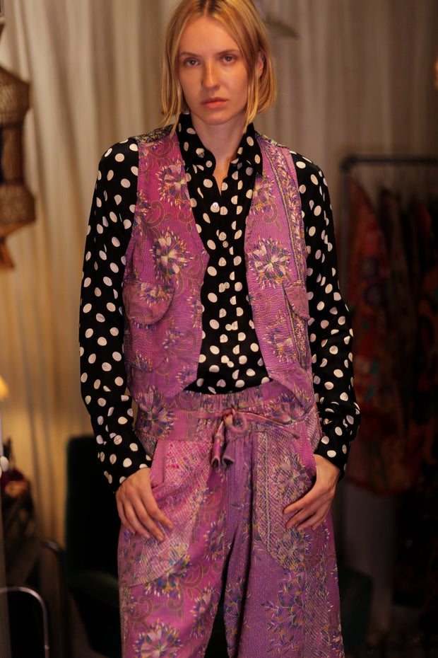 MARLENE KANTHA GILET LAVENDER FIELD - sustainably made MOMO NEW YORK sustainable clothing, coatandjacket slow fashion