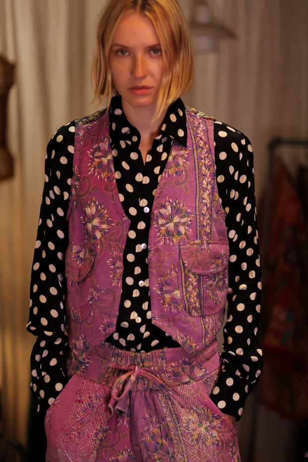 MARLENE KANTHA GILET LAVENDER FIELD - sustainably made MOMO NEW YORK sustainable clothing, coatandjacket slow fashion