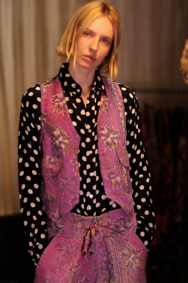 MARLENE KANTHA GILET LAVENDER FIELD - sustainably made MOMO NEW YORK sustainable clothing, coatandjacket slow fashion