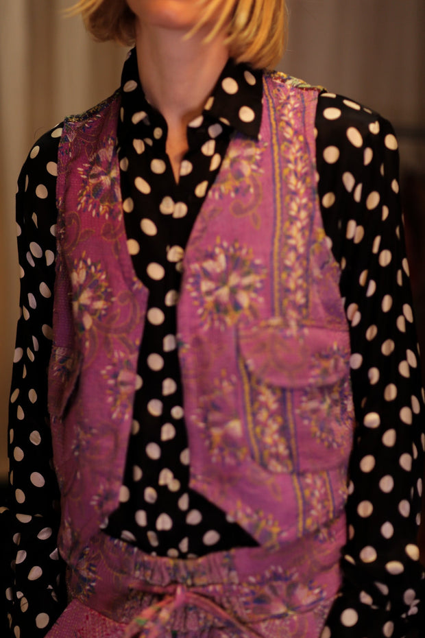 MARLENE KANTHA GILET LAVENDER FIELD - sustainably made MOMO NEW YORK sustainable clothing, coatandjacket slow fashion
