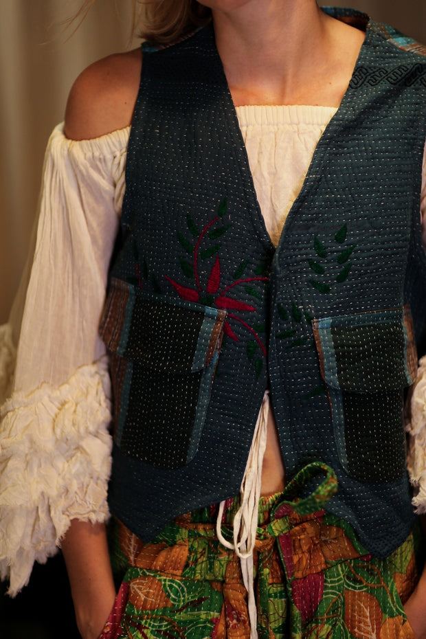 MARLENE KANTHA GILET TARTAN - sustainably made MOMO NEW YORK sustainable clothing, coatandjacket slow fashion