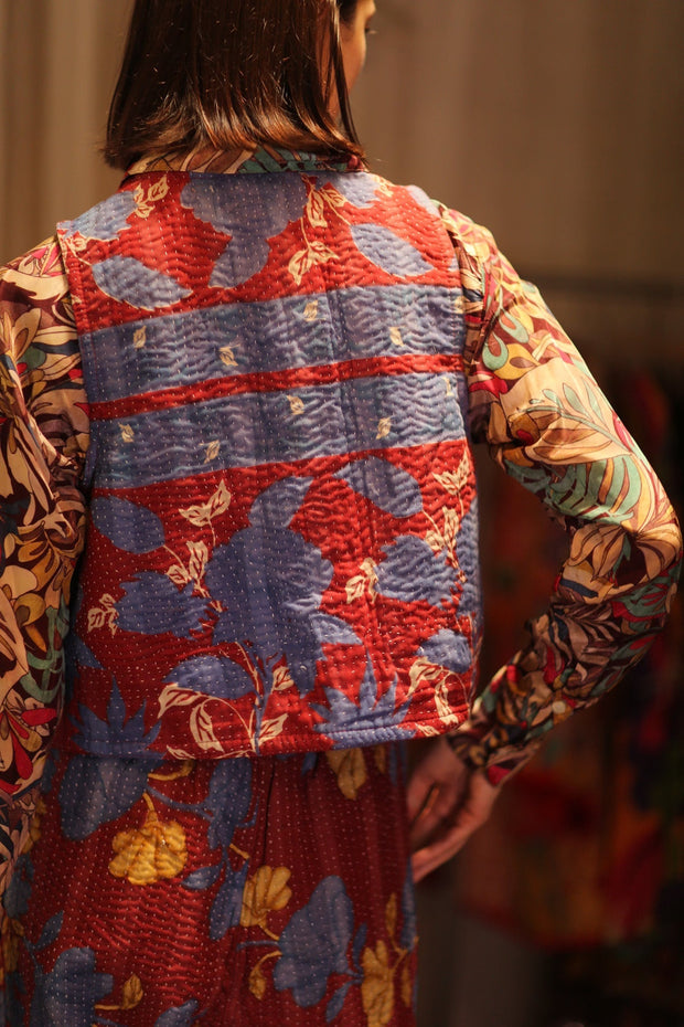 MARLENE KANTHA GILET VEST BERRIES - sustainably made MOMO NEW YORK sustainable clothing, coatandjacket slow fashion