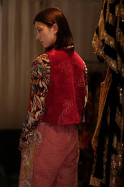 MARLENE KANTHA GILET VEST POMEGRANATE - sustainably made MOMO NEW YORK sustainable clothing, coatandjacket slow fashion