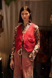 MARLENE KANTHA GILET VEST POMEGRANATE - sustainably made MOMO NEW YORK sustainable clothing, coatandjacket slow fashion