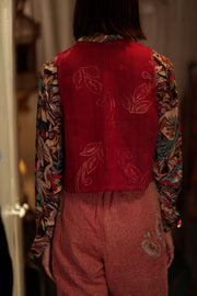 MARLENE KANTHA GILET VEST POMEGRANATE - sustainably made MOMO NEW YORK sustainable clothing, coatandjacket slow fashion