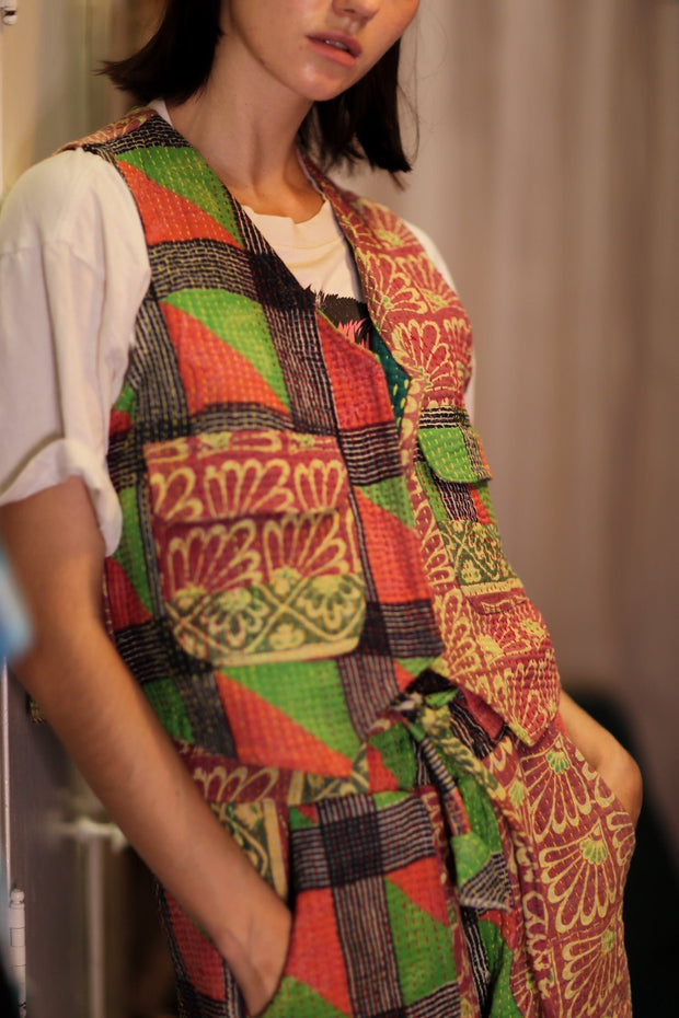 MARLENE KANTHA GILET VEST PRIMARY COLORS - sustainably made MOMO NEW YORK sustainable clothing, coatandjacket slow fashion