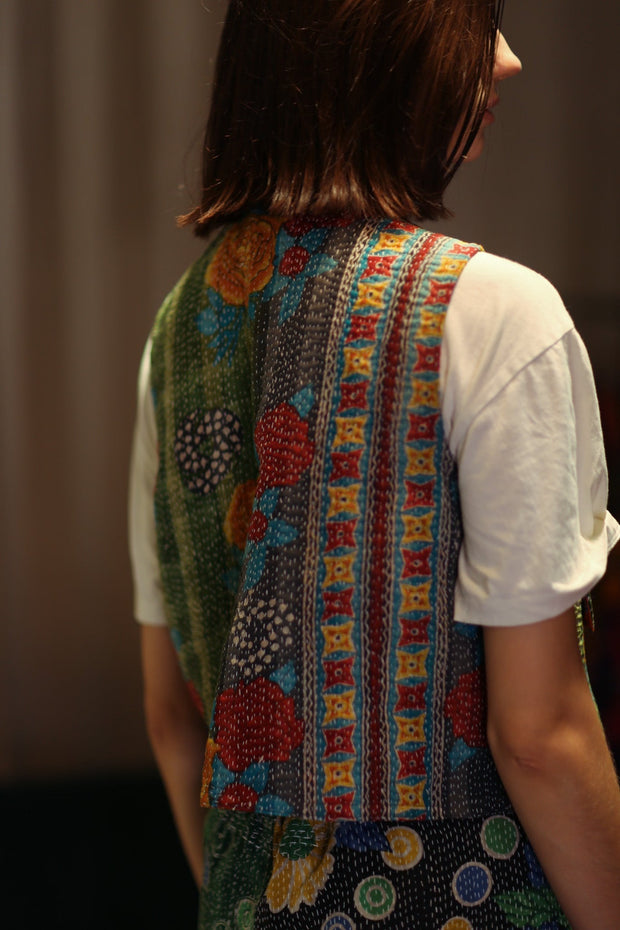 MARLENE KANTHA GILET VEST SALAD - sustainably made MOMO NEW YORK sustainable clothing, coatandjacket slow fashion