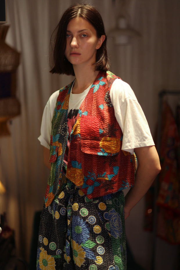 MARLENE KANTHA GILET VEST SALAD - sustainably made MOMO NEW YORK sustainable clothing, coatandjacket slow fashion