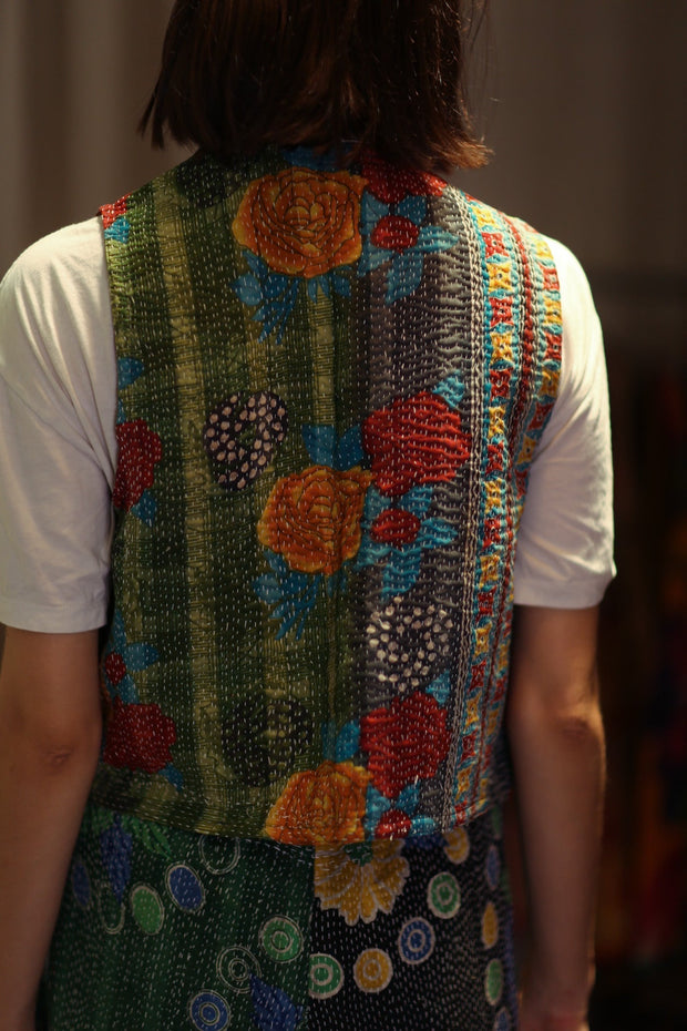 MARLENE KANTHA GILET VEST SALAD - sustainably made MOMO NEW YORK sustainable clothing, coatandjacket slow fashion