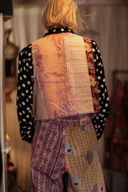 MARLENE PATCHWORK KANTHA GILET PEACH - sustainably made MOMO NEW YORK sustainable clothing, coatandjacket slow fashion