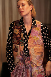 MARLENE PATCHWORK KANTHA GILET PEACH - sustainably made MOMO NEW YORK sustainable clothing, coatandjacket slow fashion