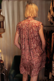 MARY SILK DRESS PAISLEY RED - sustainably made MOMO NEW YORK sustainable clothing, Boho Chic Dress slow fashion