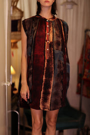 MARY SILK DRESS RED AND BLUE STRIPE - sustainably made MOMO NEW YORK sustainable clothing, Boho Chic Dress slow fashion
