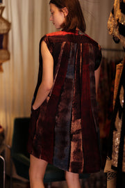 MARY SILK DRESS RED AND BLUE STRIPE - sustainably made MOMO NEW YORK sustainable clothing, Boho Chic Dress slow fashion